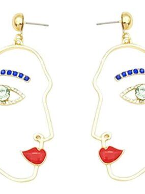 Abstract Face Dangle Earrings Women Face Contour Fashion Jewelry for Women
